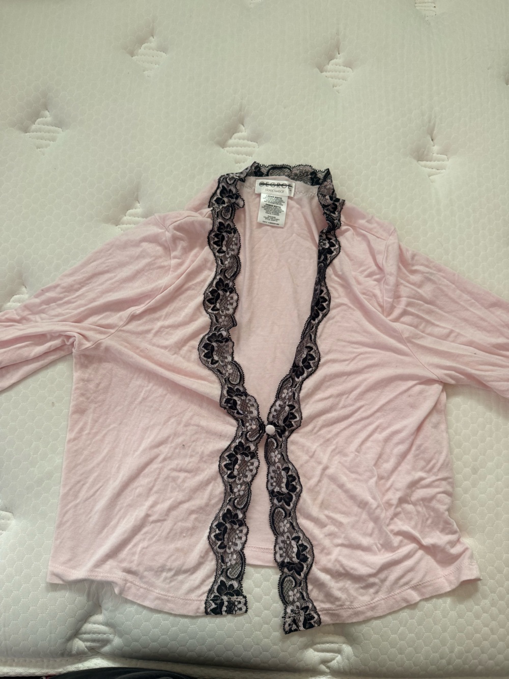 George Light Pink Sleep Top with Black Lace Trim
